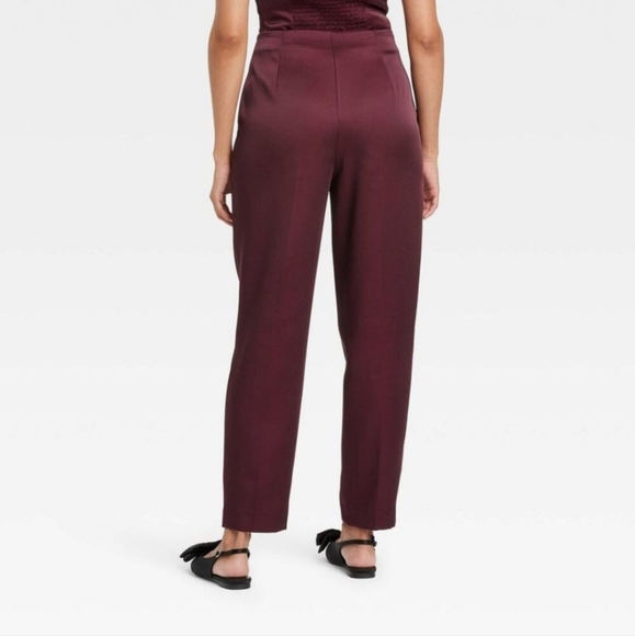 A New Day Women's Burgundy Super High Rise Tapered Ankle Trousers Size 12 NWT - Picture 2 of 7